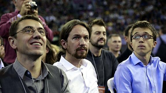 Juan Carlos Monedero, Pablo Iglesias e Íñigo Errejón. 