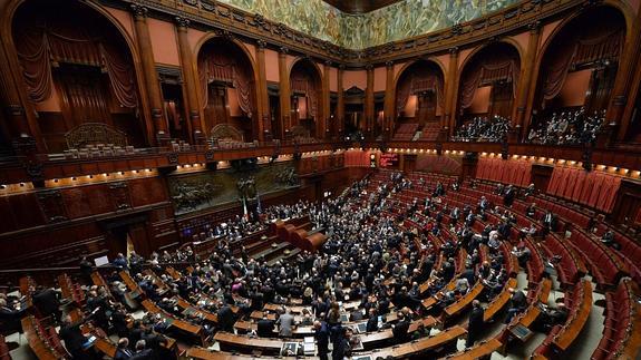 Vista general del Parlamento italiano, durante la primera votación. 