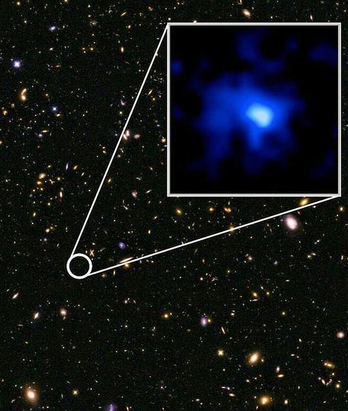 La galaxia más lejana hallada hasta el momento, captada por el Hubble.