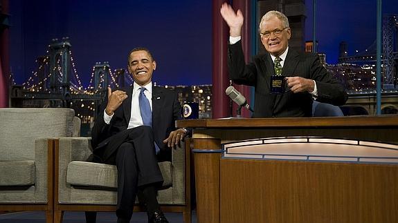 David Letterman, durante una entrevista con Obama en 2009. 