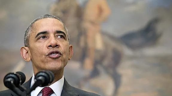 El presidente estadounidense Barack Obama durante una rueda de prensa celebrada en el salón Roosevelt de la Casa Blanca.