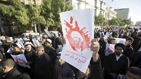 Protestas en Irak por la ejecución de un clérigo chií. 
