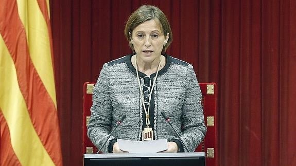 Carme Forcadell, durante su discurso como nueva presidenta del Parlament.