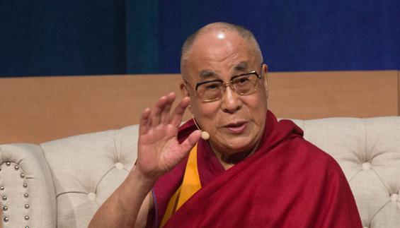 El Dalái Lama, durante una conferencia en una universidad de California.