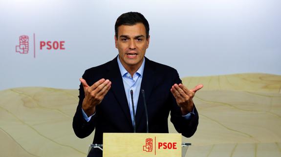 Pedro Sánchez, en rueda de prensa tras la reunión de la Ejecutiva.