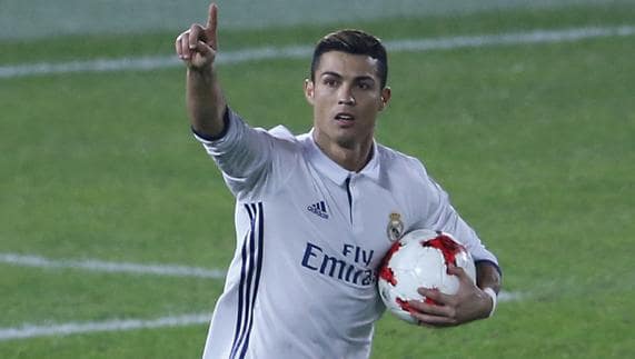Cristiano Ronaldo, tras uno de sus goles en la final del Mundial de Clubes. 