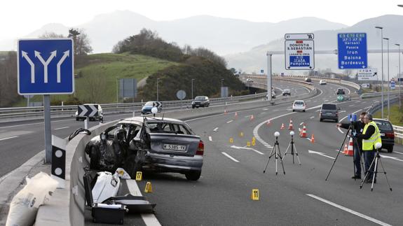 Lugar del accidente en la autopista al paso por Usúrbil.