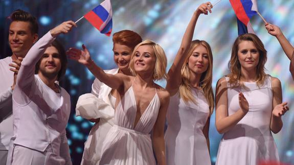 La representante rusa Polina Gagarina, en Eurovisión 2015.