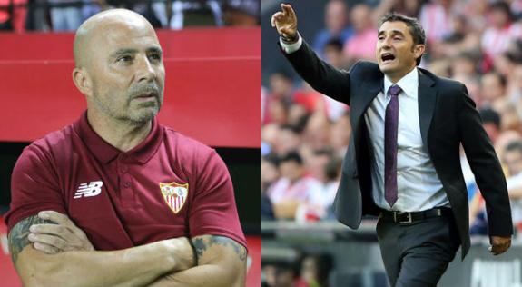 Jorge Sampaoli (i) y Ernesto Valverde. 