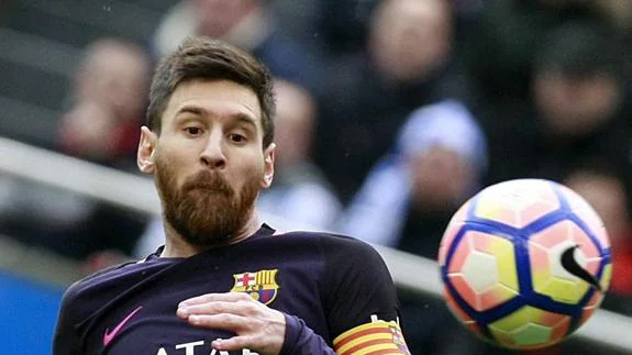 Leo Messi, en un partido con el Barcelona. 