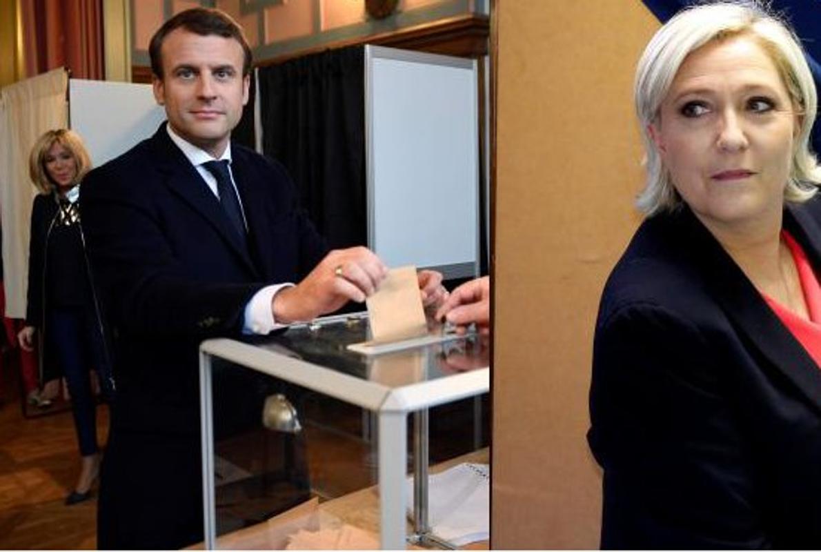 Macron y Le Pen, durante el debate del pasado miércoles. 