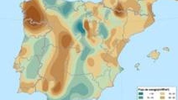 Mapa de flujo de calor en superficie de la península ibérica. / Universidad de Valencia