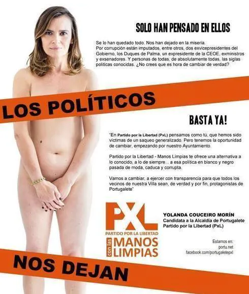 Una candidata a la Alcaldía de Portugalete, "en pelotas" en su cartel electoral