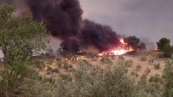 Una de las zonas afectadas por el incendio en el término municipal de Huesa