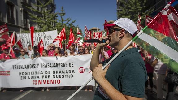 Manifestación de trabajadores durante huelga del sector de hostelería de 2014. 