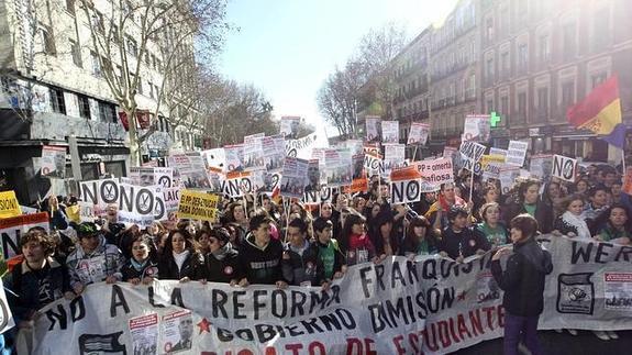 Manifestación de estudiantes en Madrid en 2013.