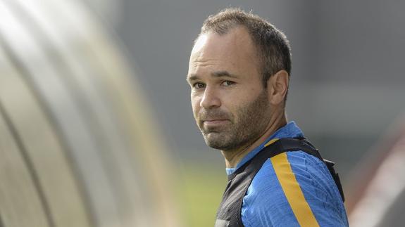 Andrés Iniesta, durante un entrenamiento 