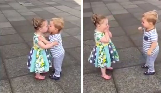 La adorable reacción de estos niños al besarse enamora a las redes