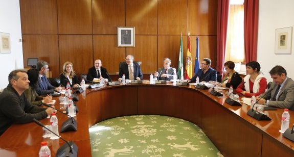 La comisión sobre cursos de formación reunida ayer en el Parlamento. 
