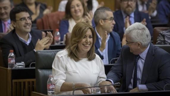 Susana Díaz, en una de sus intervenciones en la sesión de control al Gobierno. 