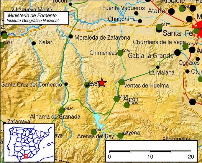 Un leve terremoto se deja sentir en el suroeste de la provincia de Granada