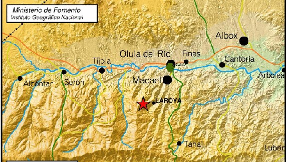 Registrado un terremoto de magnitud 3,2 en la Laroya