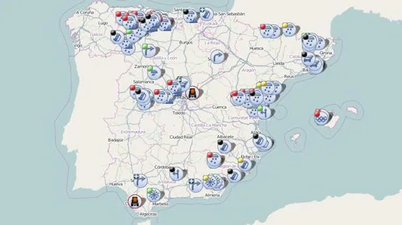 Mapa del estado del tráfico de la DGT este sábado.