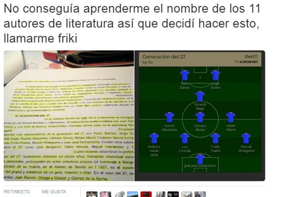 Un estudiante se aprende la Generación del 27 como si fuera una alineación de un equipo de fútbol