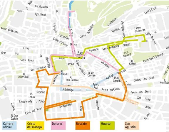 Lunes Santo en Granada: mapa de itinerarios y horarios de procesiones y cofradías