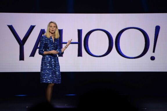 Marissa Mayer se convirtió en una 'rara avis' al erigirse en CEO de Yahoo!.  No solo era joven, además era mujer, ingeniera y estaba embarazada. :: afp