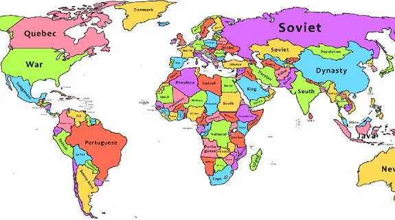 Crean un mapa con la palabra más común de cada país