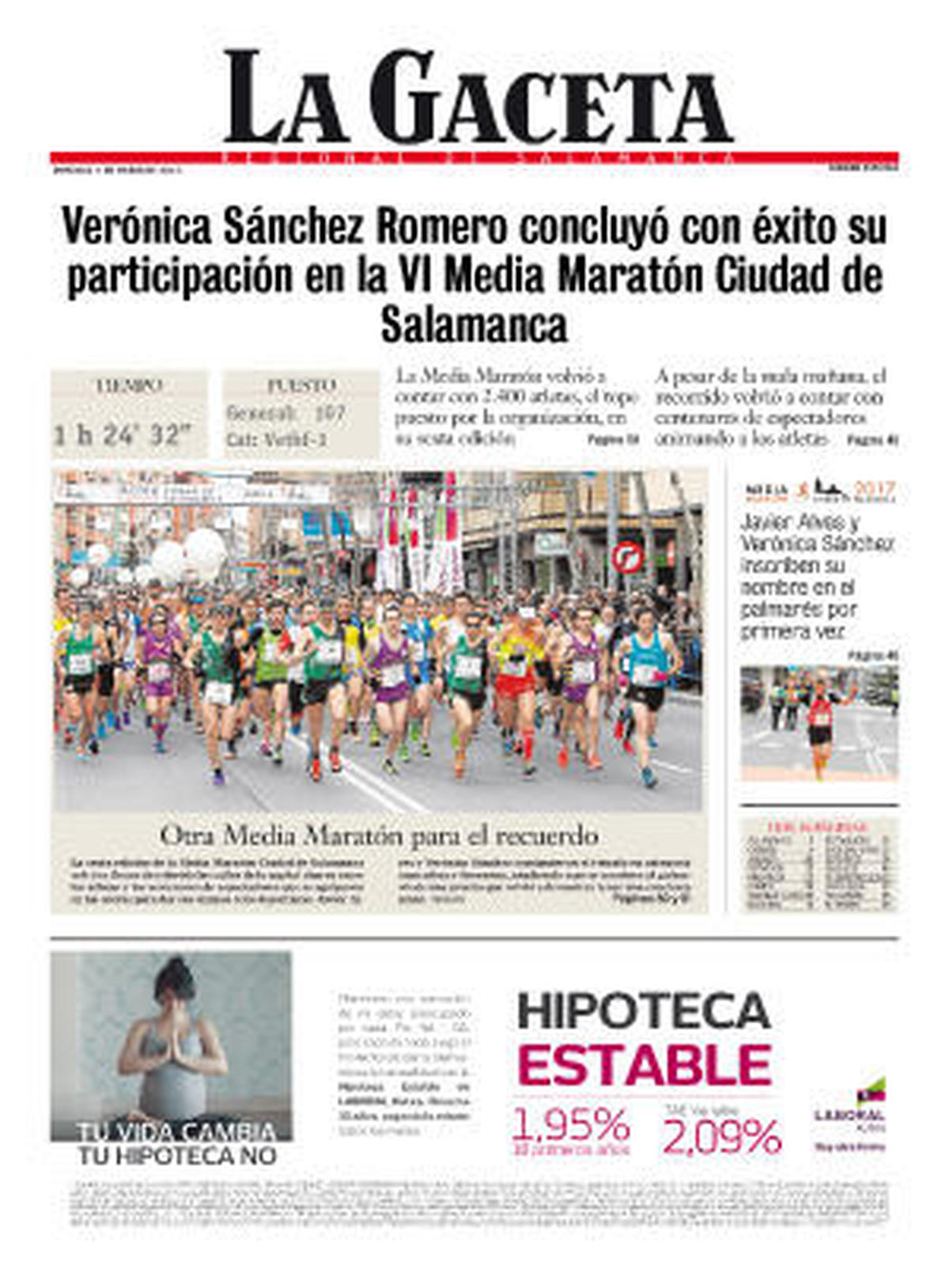 Descargue aquí su portada personalizada de LA GACETA de la VI Media Maratón de Salamanca