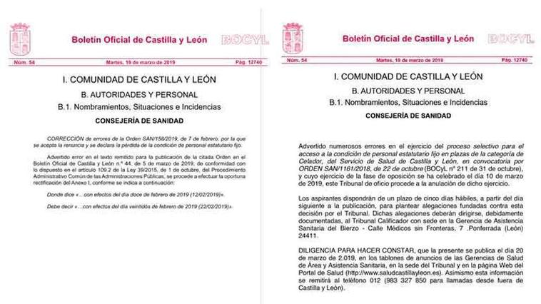 El documento original (izda) y la copia (derecha)