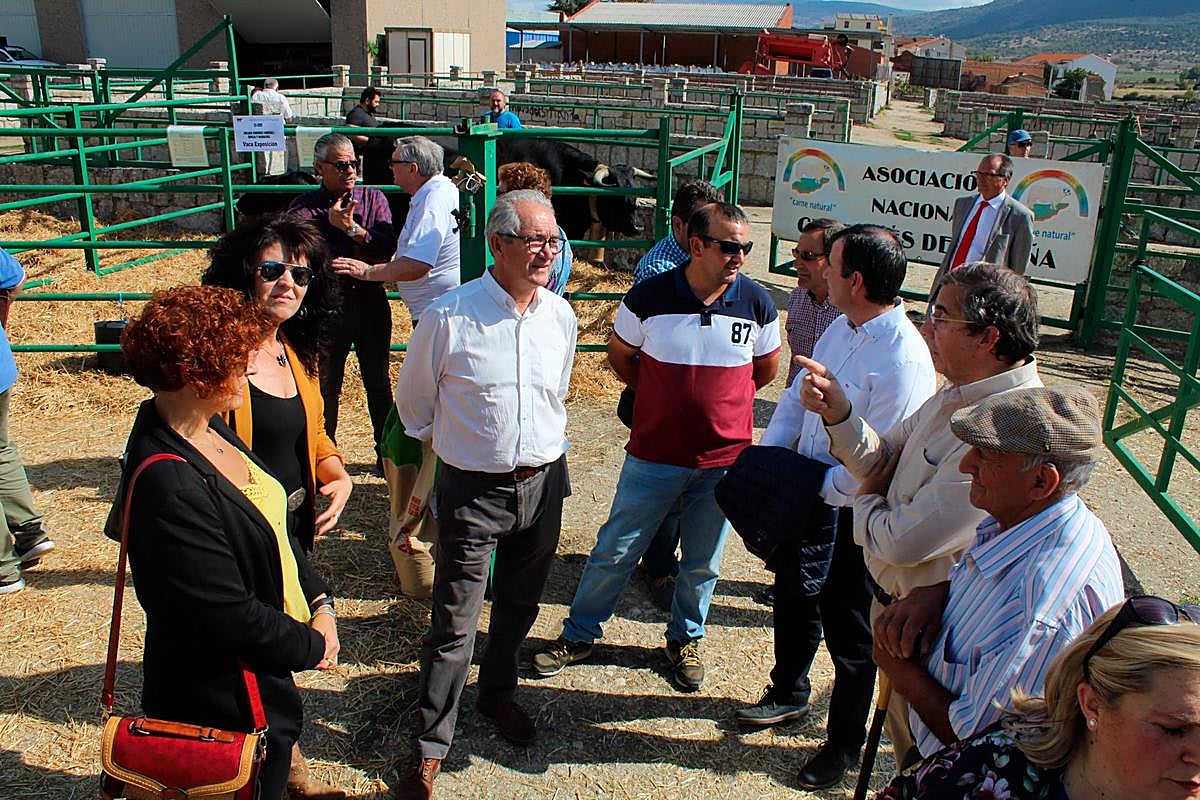 Autoridades locales, provinciales y ganaderos, durante la inauguración.