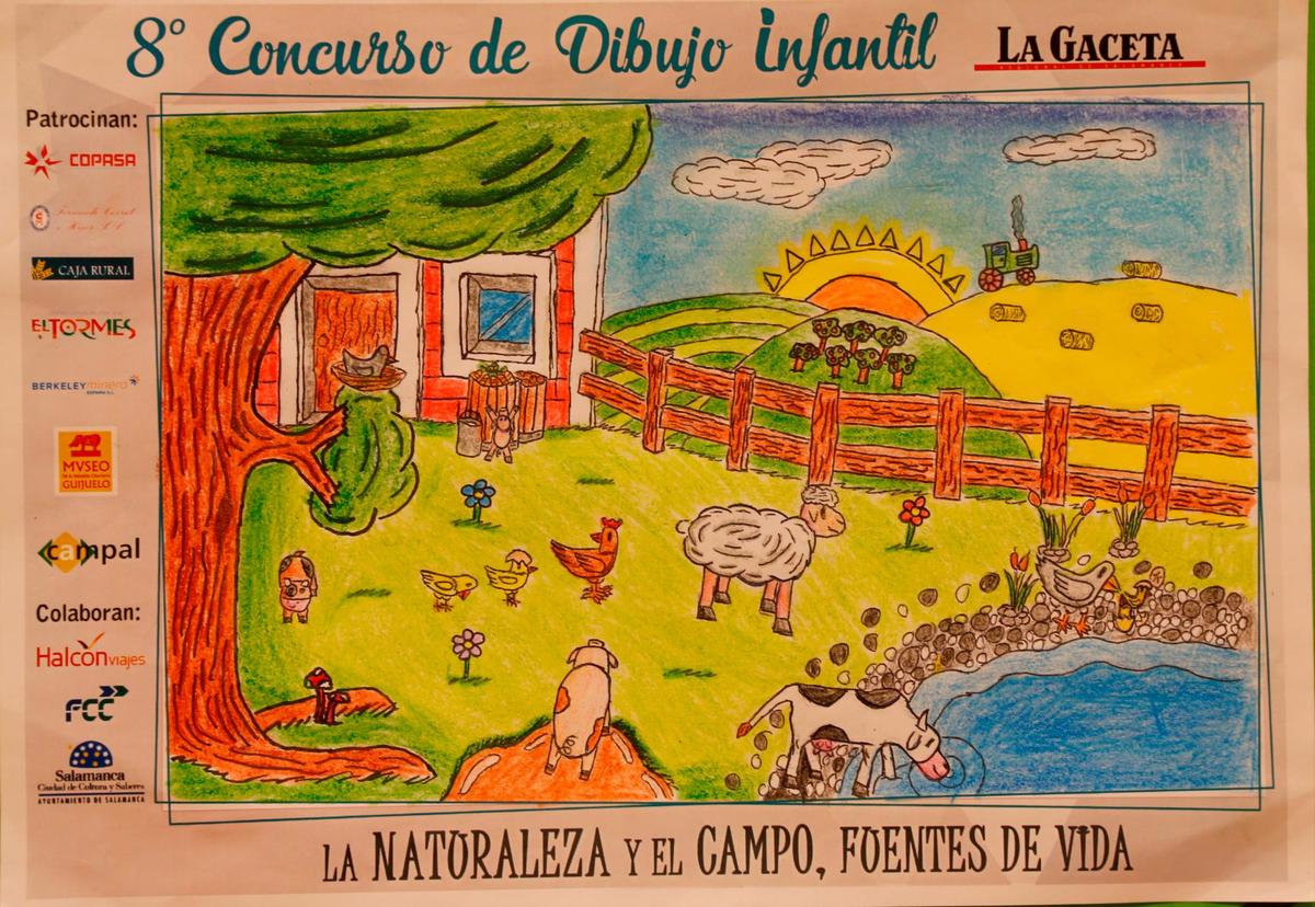 El segundo premio fue para Jian Jun Fang Chong, de once años y alumno del colegio San Mateo, por su dibujo de una pequeña granja ganadera con gallinas, ovejas, cerdos y vacas. | ALMEIDA