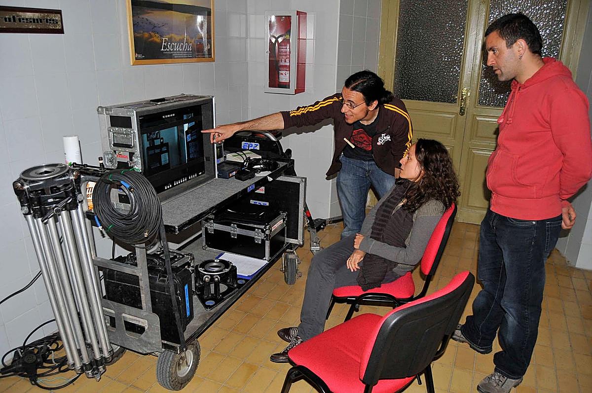 Mariela Artiles, durante el rodaje de un corto en Salamanca.