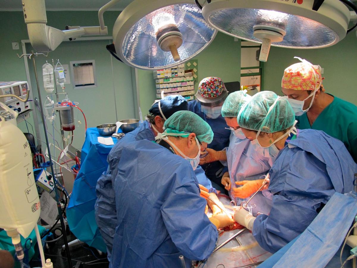 Profesionales sanitarios realizando un trasplante.