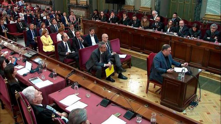 Junqueras durante la declaración.