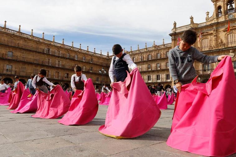 Exhibición de toreo de salón en la Plaza Mayor en 2017.