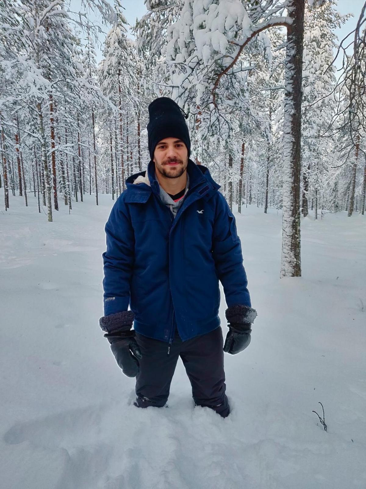 Iván Navarro en un viaje a Laponia durante su estancia en Finlandia.