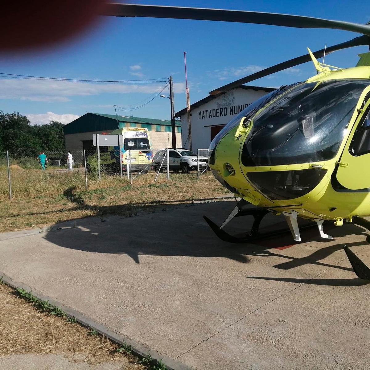 Helicóptero de Sacyl en el lugar del accidente.