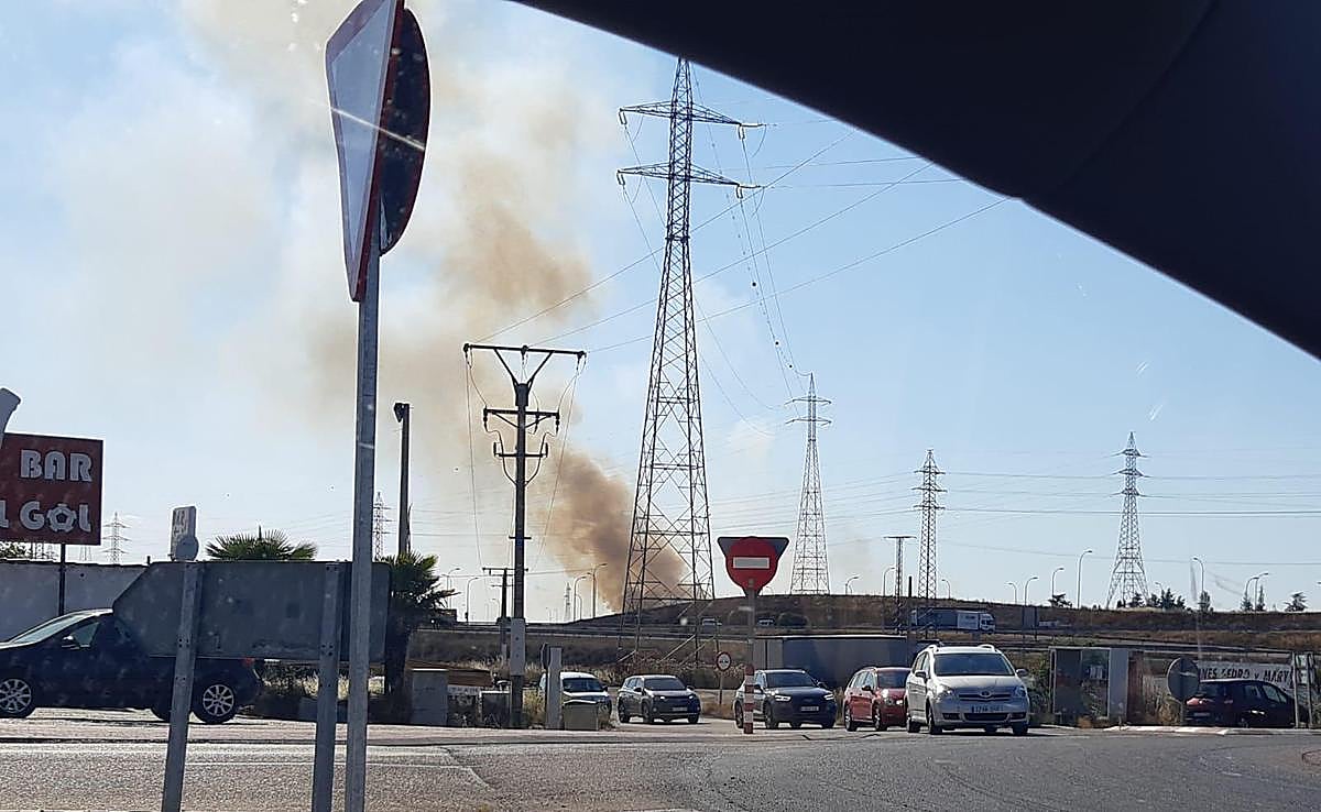 Llamativa columna de humo causada por el incendio.