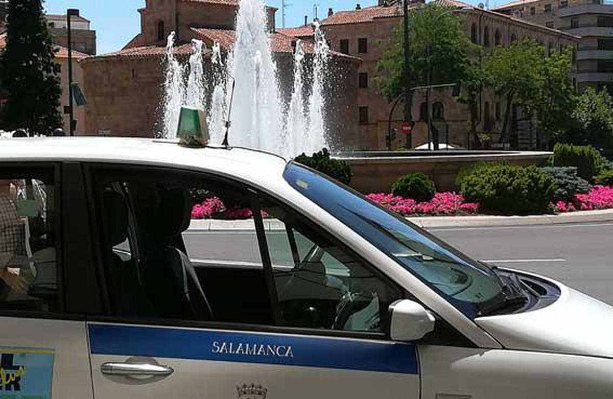 Un taxi aparcado en la Puerta de Zamora de la capital.