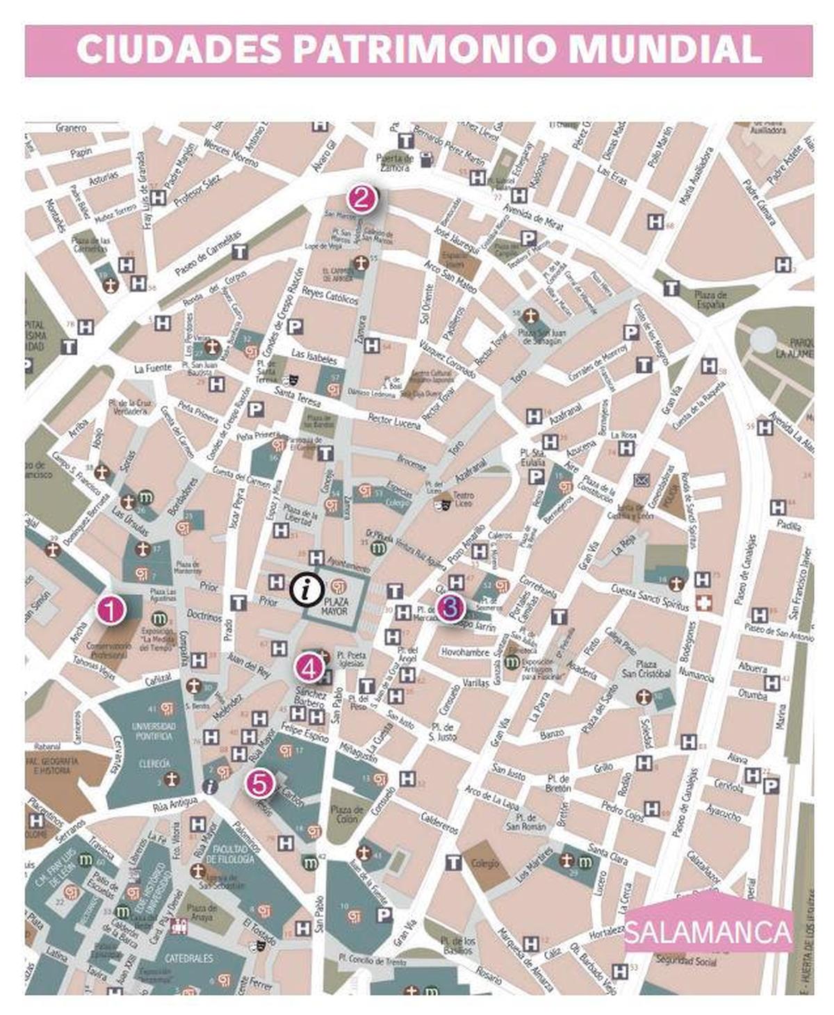 Mapa de los monumentos de la zona de Salamanca