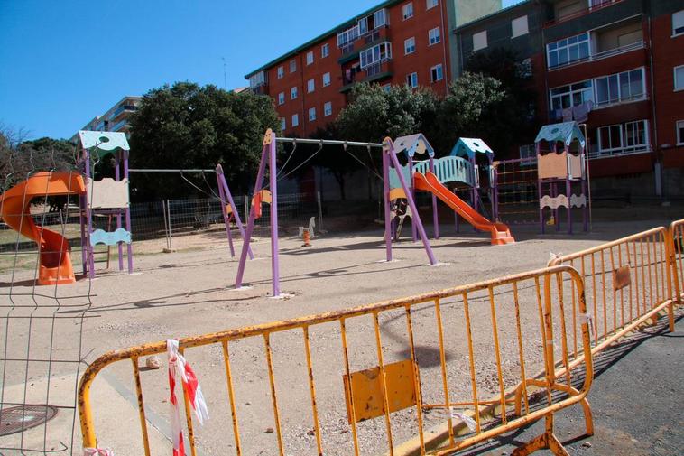 Las obras en uno de los parques de El Encinar.