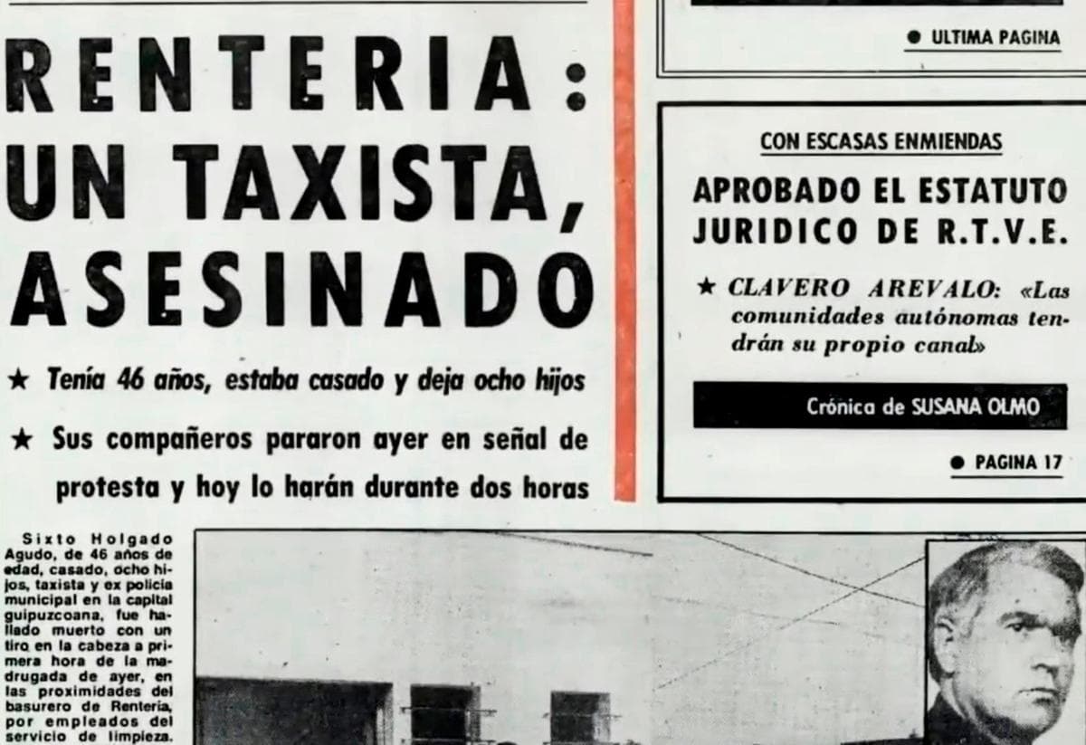 Reproducción de una noticia del asesinato de Sixto Agudo en el documental “Bajada de Bandera”.