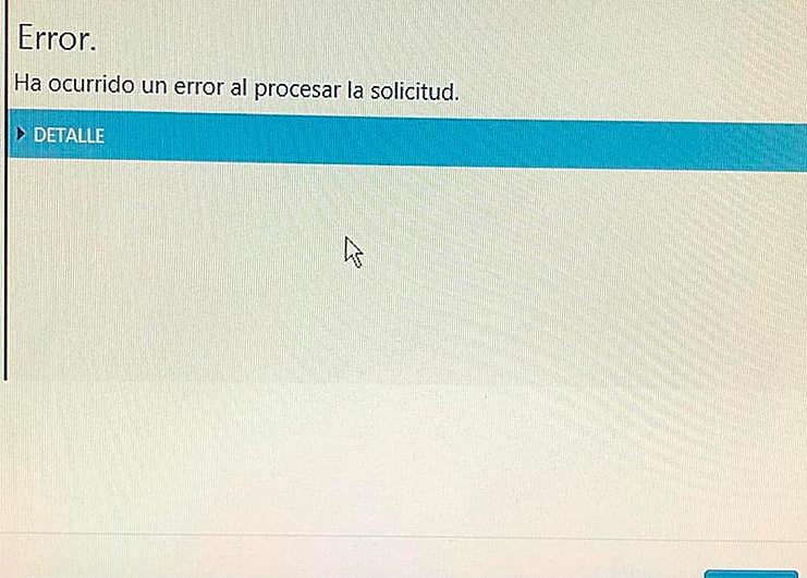 Error que aparece en el sistema de receta electrónica.