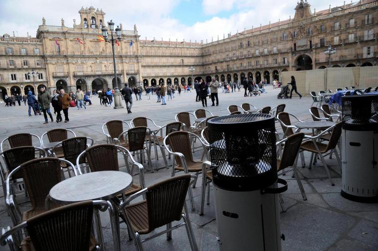 Las estufas de la Plaza Mayor en el invierno anterior.