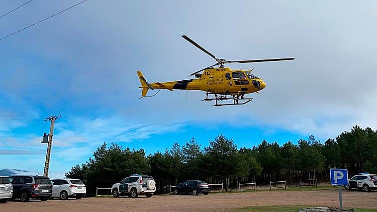 Evacuación en helicóptero del herido.
