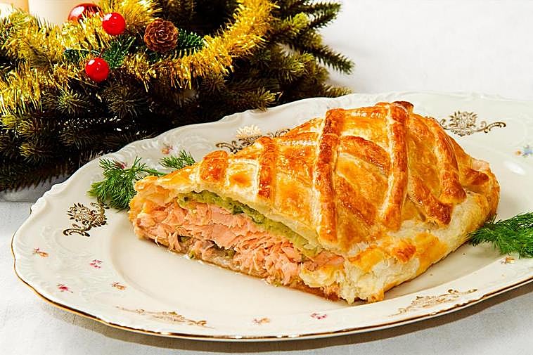 Receta de salmón Wellington.